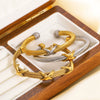 Retro Style Letter Woven Open Bracelet Stainless Steel 18K Gold Plated Jewelry