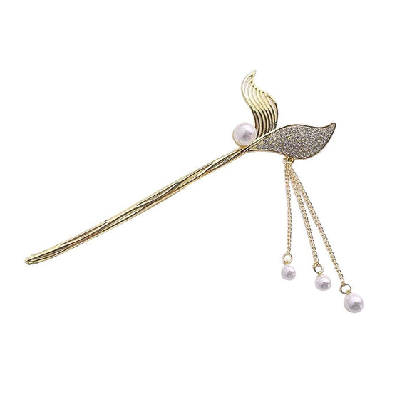Retro Style Metal Handmade Fishtail Pearl Rhinestone Tassel Hairpin Hair Accessories