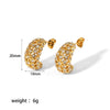 Retro Style Pearl Hollow Zircon Electroplated Stainless Steel Women's Earrings With Geometric Pattern