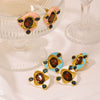 Retro Style Stainless Steel 18K Geometric Irregular Round Exaggerated Multicolor Waterproof Earrings For Women With Furnace Vacuum Plating