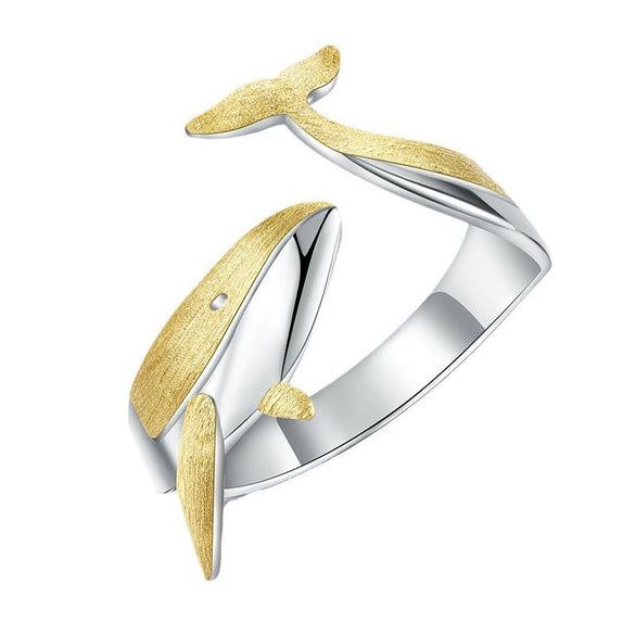 Retro Style Sterling Silver S925 Whale Ring With Electroplating Treatment