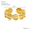 Retro Style 316L Stainless Steel Geometric Smiley Face Open Ring With Electroplating