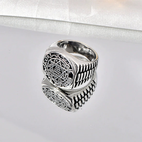 Retro Style Titanium Steel Sixpointed Star Ushaped Electroplated Ring And Bracelet Accessories