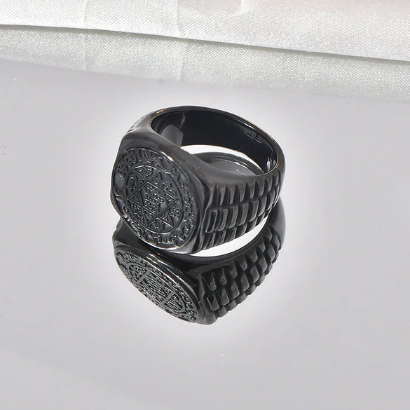 Retro Style Titanium Steel Sixpointed Star Ushaped Electroplated Ring And Bracelet Accessories