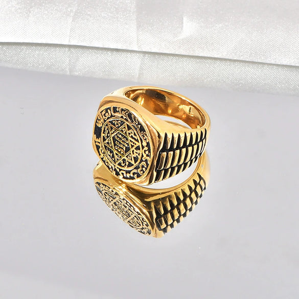 Retro Style Titanium Steel Sixpointed Star Ushaped Electroplated Ring And Bracelet Accessories