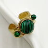 Retro Style Turquoise Opening Ring Stainless Steel Electroplated Jewelry