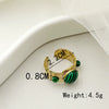 Retro Style Turquoise Opening Ring Stainless Steel Electroplated Jewelry
