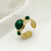 Retro Style Turquoise Opening Ring Stainless Steel Electroplated Jewelry