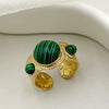 Retro Style Turquoise Opening Ring Stainless Steel Electroplated Jewelry