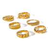 Retro Style Twist Texture Pleated Casting Stainless Steel Ring With Geometric Pattern 18K Furnace Vacuum Plated Jewelry For Women