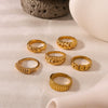 Retro Style Twist Texture Pleated Casting Stainless Steel Ring With Geometric Pattern 18K Furnace Vacuum Plated Jewelry For Women