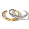 Retro Sun And Moon Open Bracelet With Diamond Accents Gold Plated Stainless Steel Star Jewelry For Women