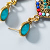 Retro Teardrop Drop Shape Alloy Earrings With Diamond Detail Exaggerated Statement Earrings For Women