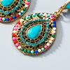 Retro Teardrop Drop Shape Alloy Earrings With Diamond Detail Exaggerated Statement Earrings For Women