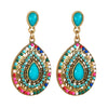 Retro Teardrop Drop Shape Alloy Earrings With Diamond Detail Exaggerated Statement Earrings For Women
