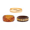 Retro Tiedye Resin And Layered Metal Bracelet Set With Inlaid Round Beads And Wooden Bracelet