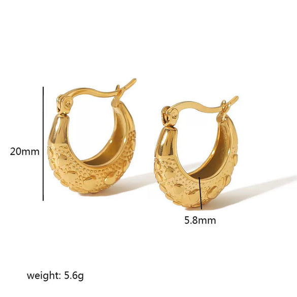 Retro Titanium Steel And Stainless Steel Cshaped And Small Heart Geometric Earrings With Electroplating