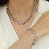 Retro 316L Stainless Steel Bracelet And Clavicle Chain With Plant Flower Pattern And Electroplating Treatment For Unisex
