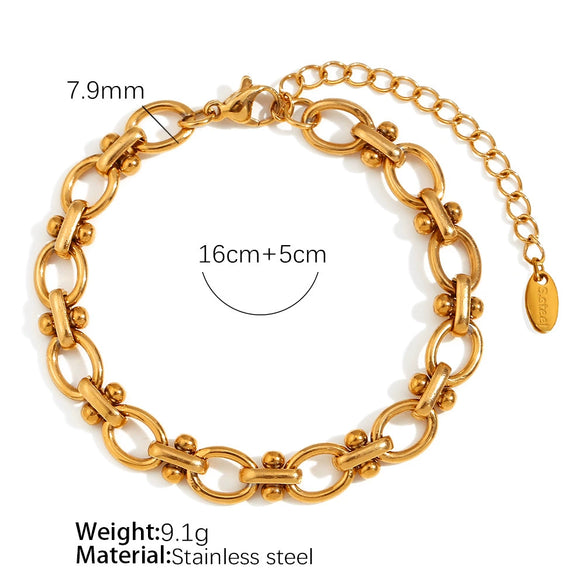 Retro 316L Stainless Steel Bracelet And Clavicle Chain With Plant Flower Pattern And Electroplating Treatment For Unisex