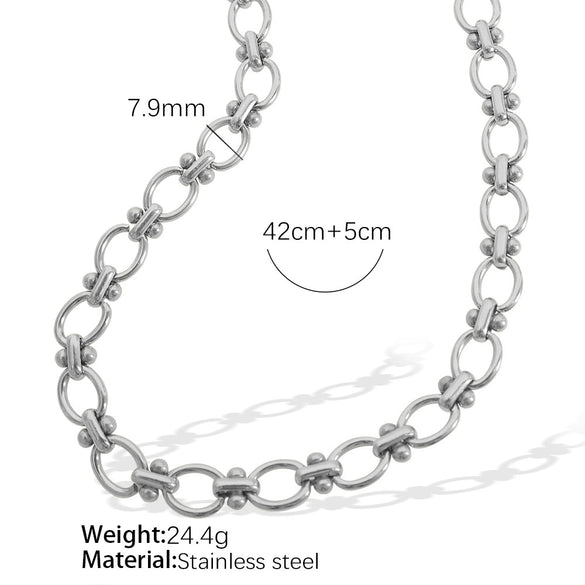 Retro 316L Stainless Steel Bracelet And Clavicle Chain With Plant Flower Pattern And Electroplating Treatment For Unisex