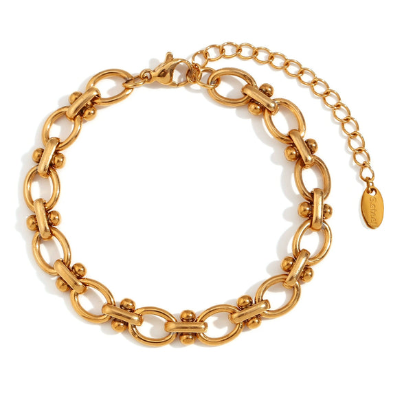 Retro 316L Stainless Steel Bracelet And Clavicle Chain With Plant Flower Pattern And Electroplating Treatment For Unisex