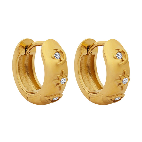 Retro 316L Stainless Steel Gold Plated Geometric Earrings For Women