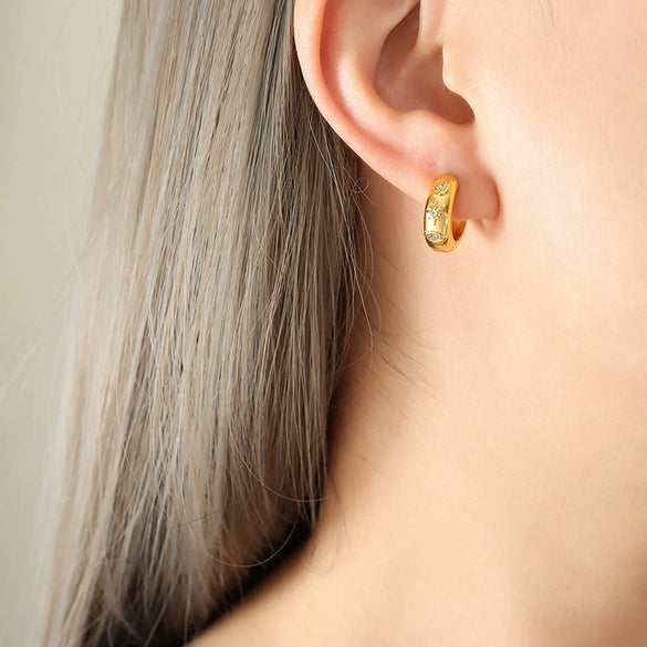 Retro 316L Stainless Steel Gold Plated Geometric Earrings For Women