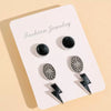 Retro Turquoise Alloy Earrings Three Piece Set With Lightning Pumpkin Flower Design And Electroplating Treatment