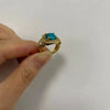 Retro Turquoise Alloy Geometry Ring With Electroplated Light Luxury Style For Women Wedding Engagement Couple Jewelry