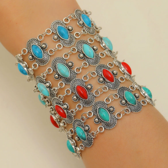 Retro Turquoise Bracelet Zinc Alloy Electroplated For Women And Unisex