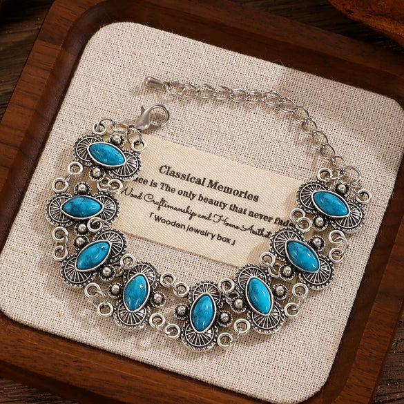 Retro Turquoise Bracelet Zinc Alloy Electroplated For Women And Unisex