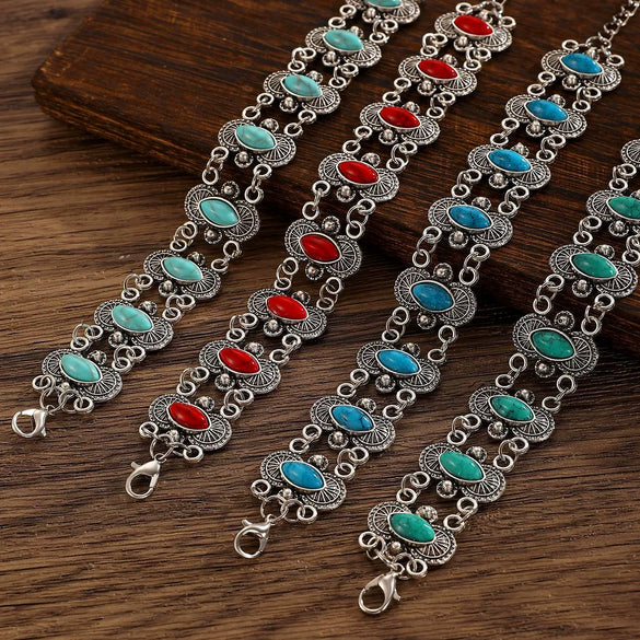 Retro Turquoise Bracelet Zinc Alloy Electroplated For Women And Unisex