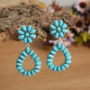 Retro Turquoise Drop Shape Earrings Electroplating Style