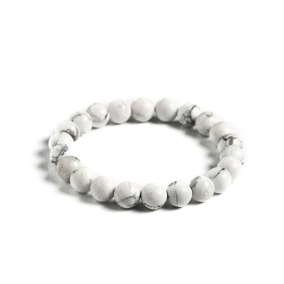 Retro Unisex White Turquoise Crystal Bead Bracelet Simple Geometric Round Bead Bracelet Wholesale Gift