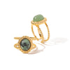 Retro Vintage Style Titanium Steel And Stainless Steel Natural Stone Open Ring For Women With Geometric Design And Precious Stones Setting