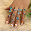 Retro Water Droplets Metal Inlay Artificial Gemstones Women'S Rings