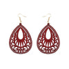 Retro Water Droplets Wood Hollow Out Women'S Drop Earrings 1 Pair