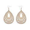 Retro Water Droplets Wood Hollow Out Women'S Drop Earrings 1 Pair