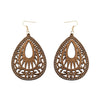 Retro Water Droplets Wood Hollow Out Women'S Drop Earrings 1 Pair
