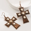 Retro Western Style Alloy Turquoise Geometric Cross Water Drops Earrings For Women