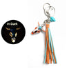 Retro Western Style Luminous Metal Pendant Keychain With Turquoise And Sunflower Pattern