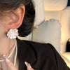 Retro White Camellia Flower Alloy Earrings For Women With Electroplated Floral Design Fashion Ear Jewelry