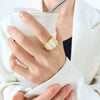 Retro White Seashell Wide Exaggerated Personality Fashion Titanium Steel Ring With Geometric Pattern And Electroplating For Women
