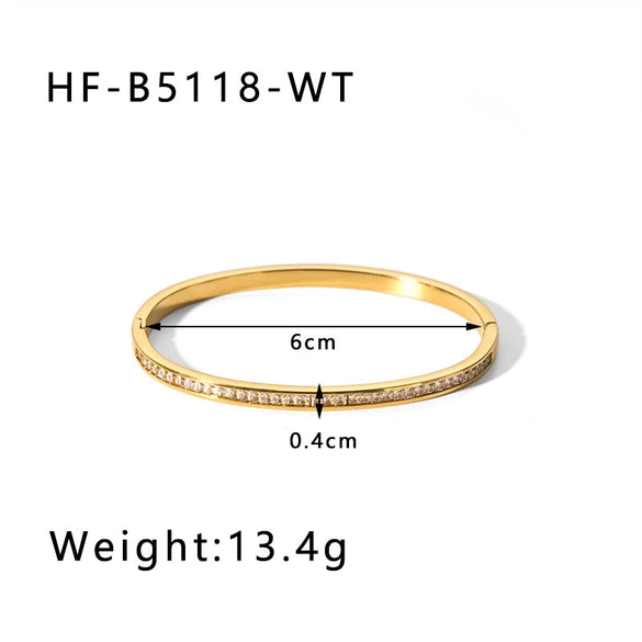 Retro Wide Edge Irregular Titanium Steel Bracelet Inlaid With Zircon Furnace Vacuum Plated 18K Real Gold For Women Ins Style