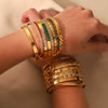 Retro Wide Edge Irregular Titanium Steel Bracelet Inlaid With Zircon Furnace Vacuum Plated 18K Real Gold For Women Ins Style