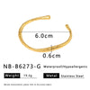 Retro Wide Edge Irregular Titanium Steel Bracelet Inlaid With Zircon Furnace Vacuum Plated 18K Real Gold For Women Ins Style
