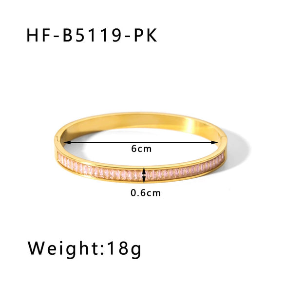 Retro Wide Edge Irregular Titanium Steel Bracelet Inlaid With Zircon Furnace Vacuum Plated 18K Real Gold For Women Ins Style