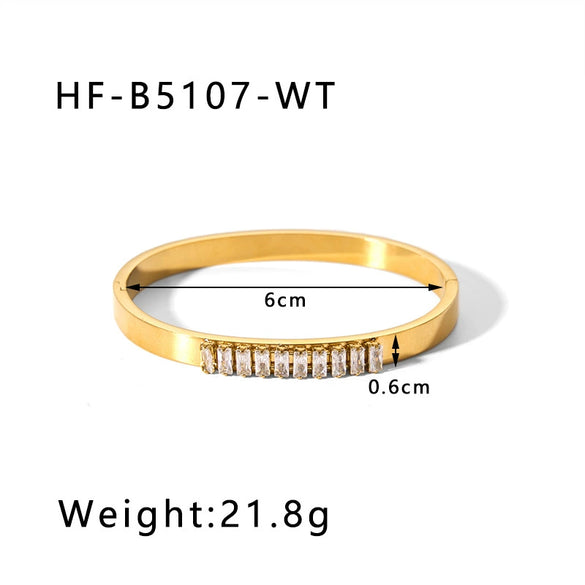 Retro Wide Edge Irregular Titanium Steel Bracelet Inlaid With Zircon Furnace Vacuum Plated 18K Real Gold For Women Ins Style