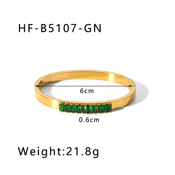 Retro Wide Edge Irregular Titanium Steel Bracelet Inlaid With Zircon Furnace Vacuum Plated 18K Real Gold For Women Ins Style