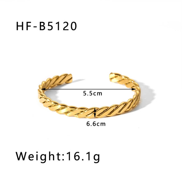Retro Wide Edge Irregular Titanium Steel Bracelet Inlaid With Zircon Furnace Vacuum Plated 18K Real Gold For Women Ins Style